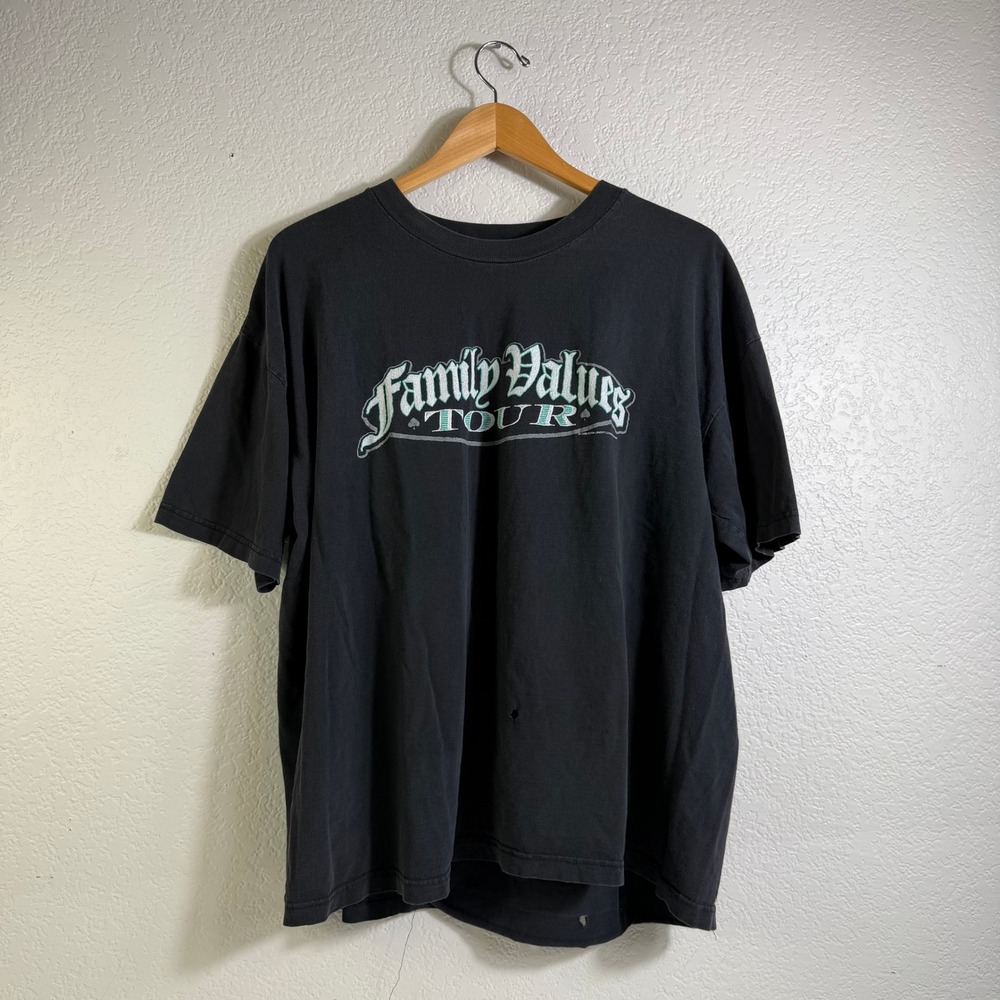 Vintage 1998 Family Values Tour Shirt Korn Rammstein Ice Cube Giant Black XL